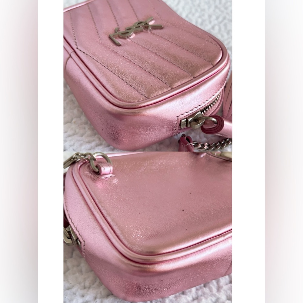 SAINT LAURENTYSL Metallic Calfskin Matelasse Monogram Baby Lou Camera Bag - Picture 10 of 16